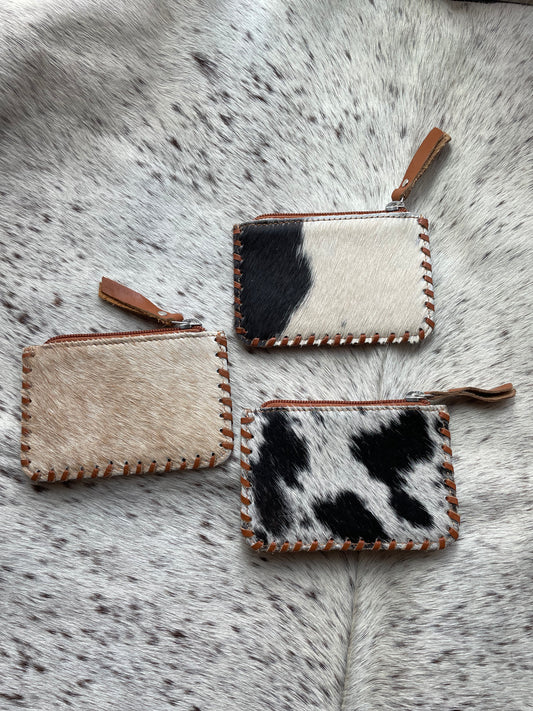 Leather Cowhide Coin Pouch