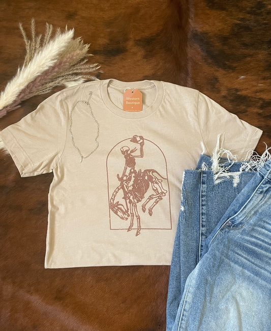 Skeleton Buckin Horse Tee